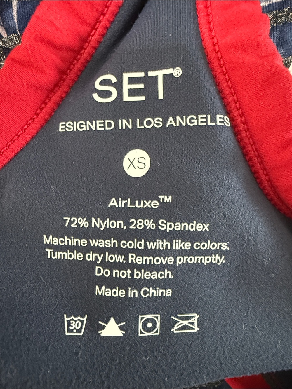 SET Active Airluxe Navy and Red V-Neck Sports Bra XS - Picture 5 of 5